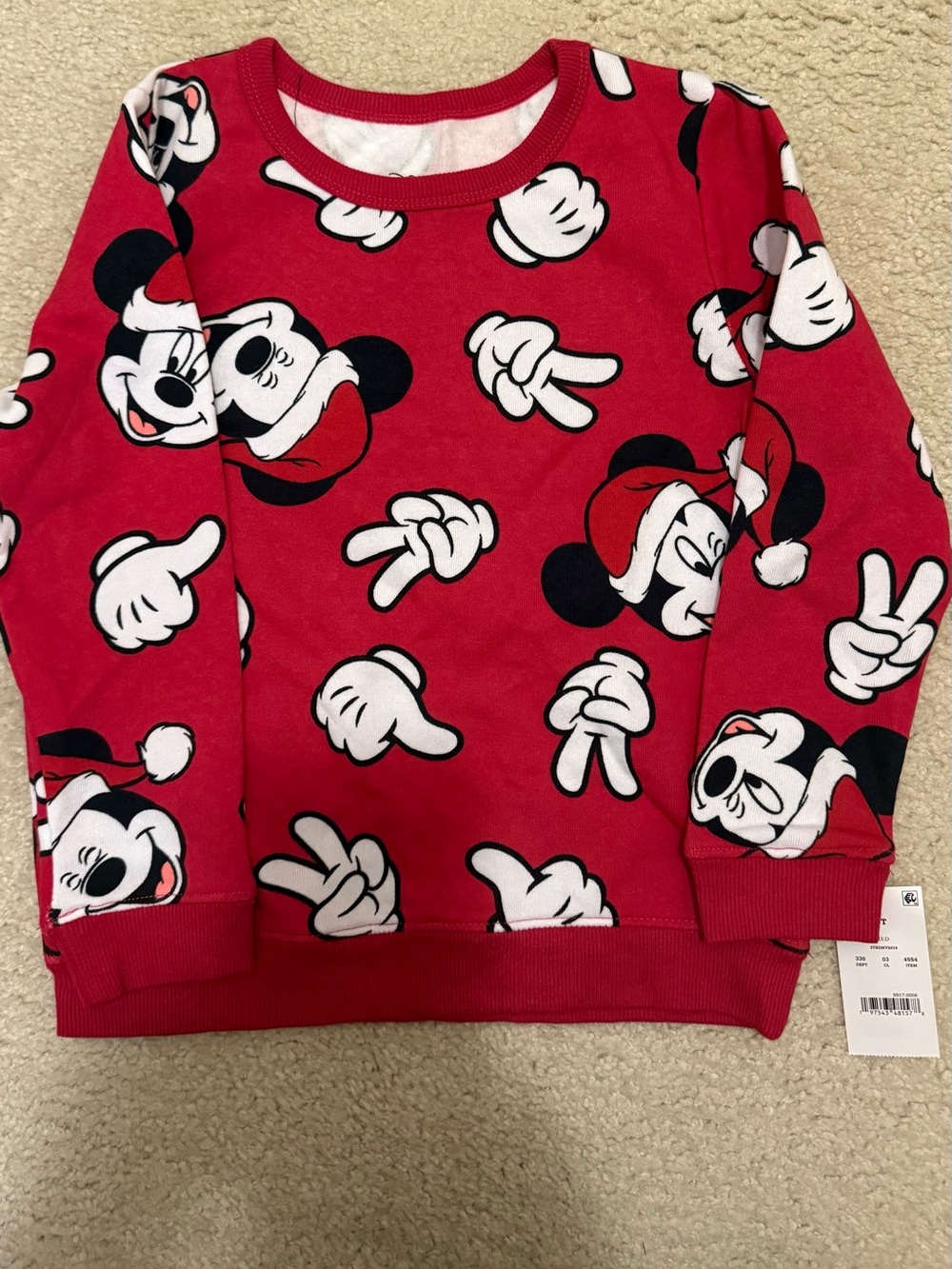 Disney Red Mickey Mouse Holiday Pullover Sweatshirt